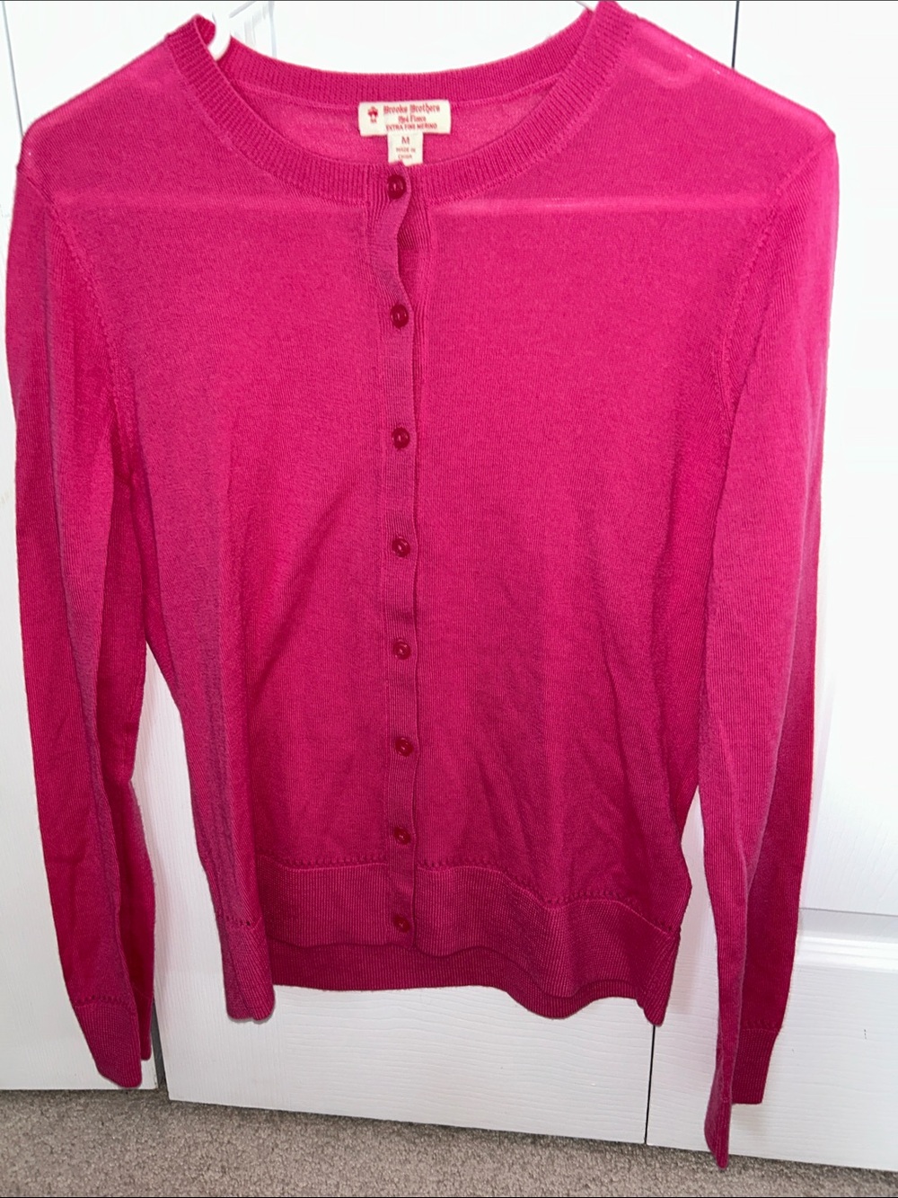 Brooks Brothers Hot Pink Cashmere Button-Up Cardigan size M